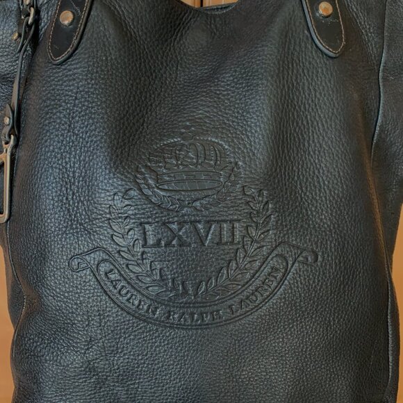 Ralph Lauren Black Leather Tote – LRL LXVII Collection with Silver Charm - Picture 8 of 17